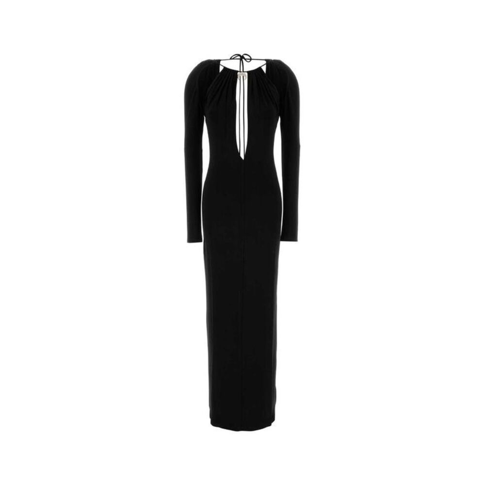 MARINE SERRE Black Long Sleeve Ruched Cutout Dress Women BLACK Dresses
